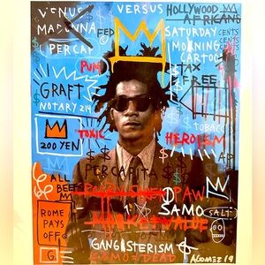 11x14 Blue Basquiat 👑 Portrait Quality Print Limited Edition AGomez19